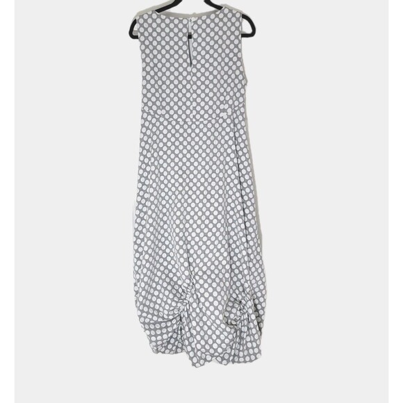 NOR Denmark Architectural Bubble Hem Grey Polka Dot Midi Dress Mod Size M NWOT - Picture 2 of 16
